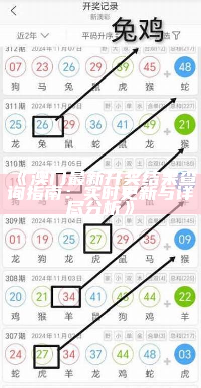 《澳门最新开奖结果查询指南：实时更新与详尽分析》