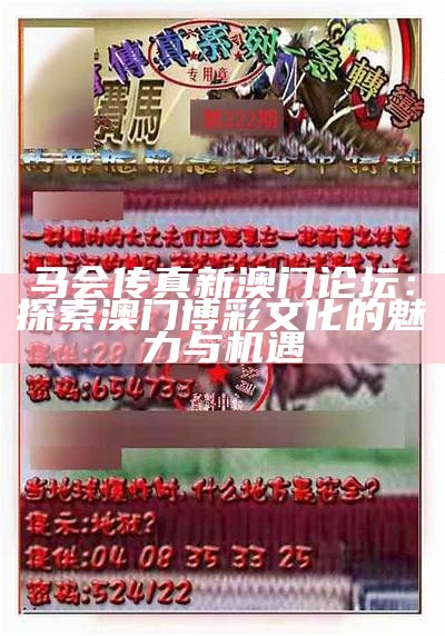 马会传真新澳门论坛：探索澳门博彩文化的魅力与机遇